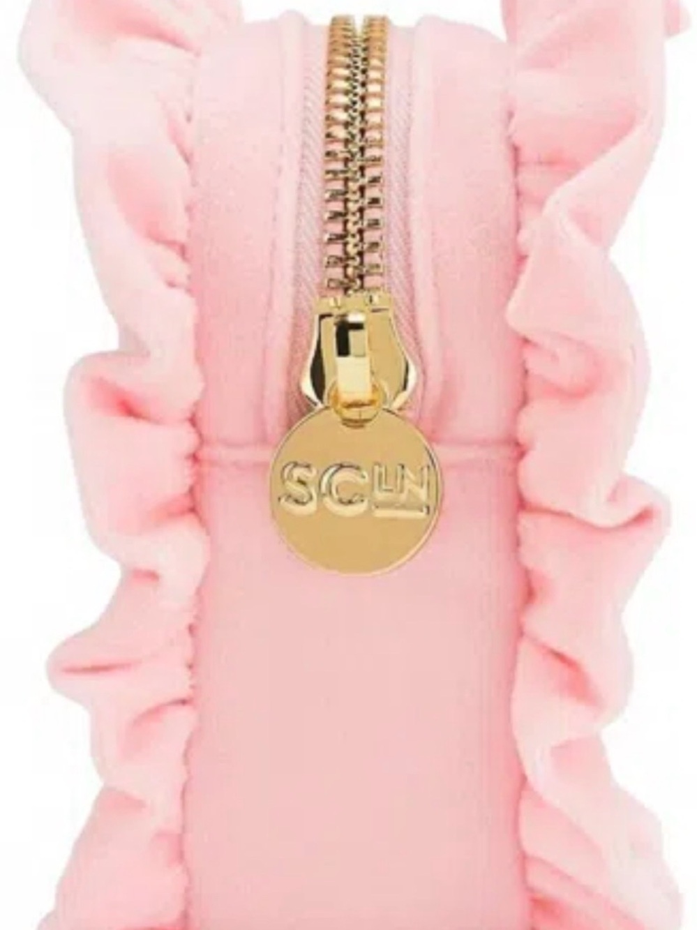 Stoney Clover Lane Pink Velvet Ruffle Small Pouch~Sunburst in Pink